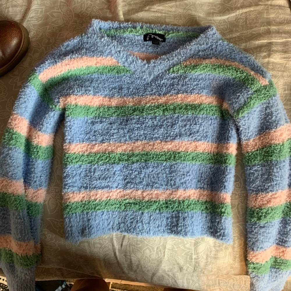 Girls Fuzzy colorful sweater